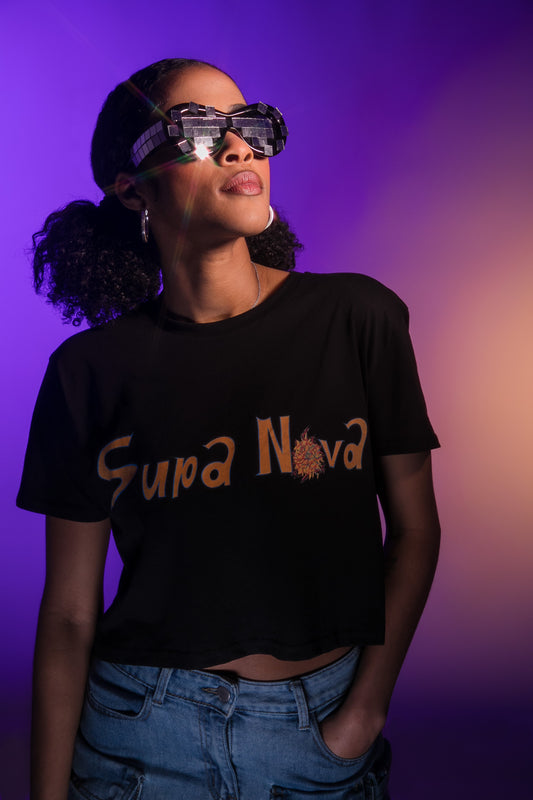 Supa Nova Women's Black Crop T