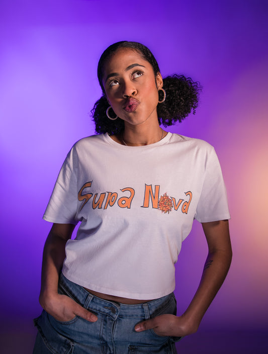 Supa Nova Women's White Crop T